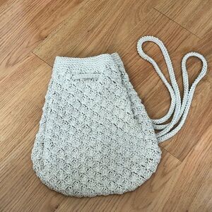 Chic Cream Crochet Sling Backpack
